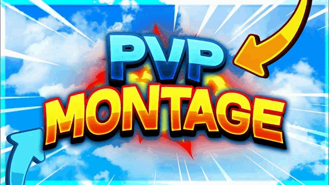 a pvp montage logo with an arrow pointing to the left