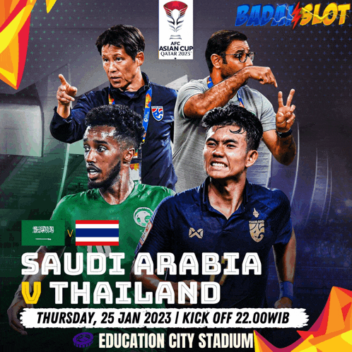 saudi arabia and thailand are playing a soccer match on january 25