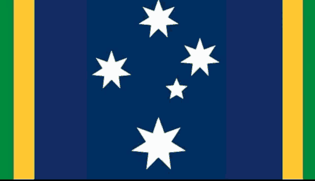 a blue and yellow flag with white stars