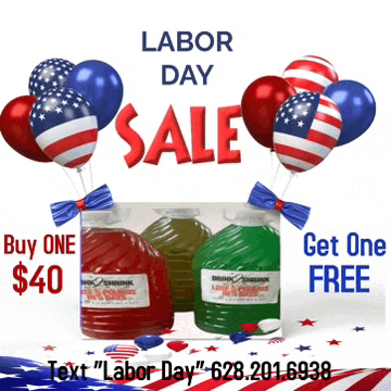 an advertisement for labor day sale with balloons on it