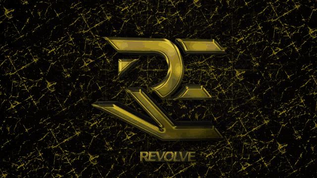 a black and yellow background with the word revolve on it