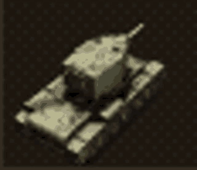 a small tank is sitting on a brown surface .