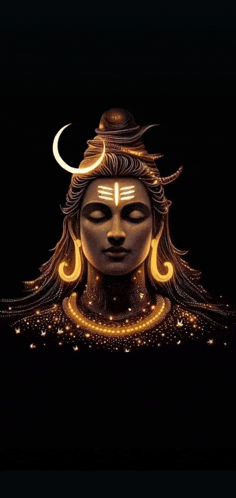 a statue of shiva with his eyes closed and a crescent moon on his head