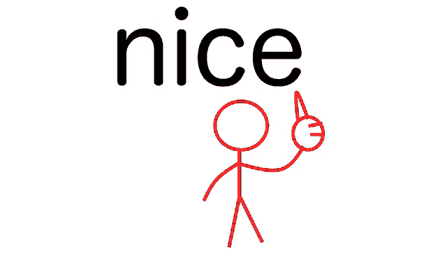 a stick figure with the word nice above it