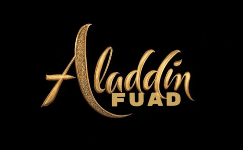 a black background with gold lettering that says aladdin