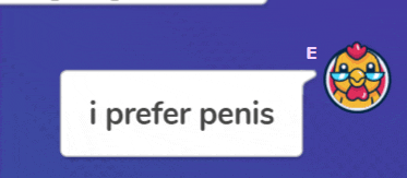 a speech bubble that says i prefer penis next to a chicken