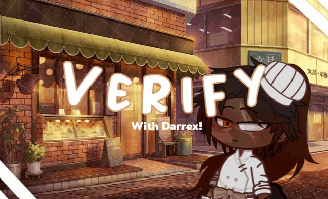 a poster for verify with darrex with a cartoon character