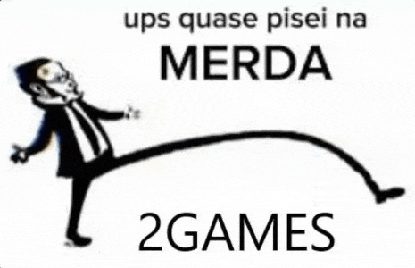 a cartoon of a man in a suit and tie with a long leg and the words merda 2 games .