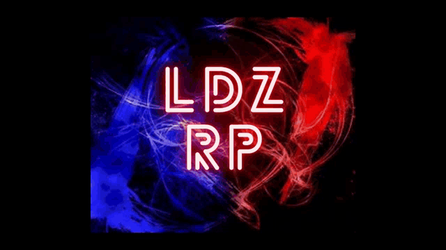 a neon sign that says ldz rp on a dark background