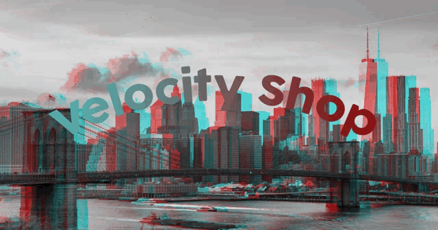 a 3d image of a bridge with the words velocity shop on it