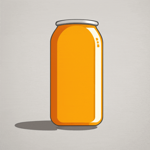 a cartoon drawing of a can of orange soda