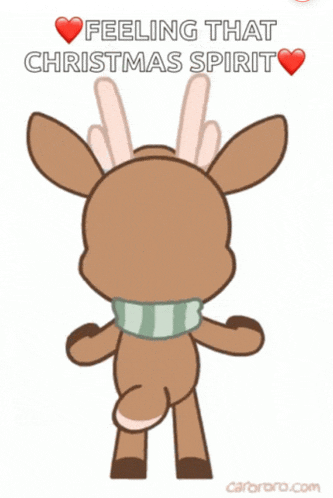 a cartoon of a reindeer with the words feeling that christmas spirit on it