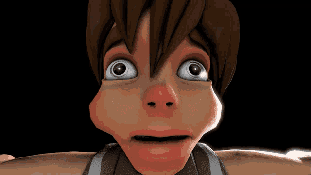 a close up of a cartoon character 's face