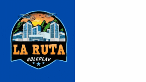 a logo for la ruta roleplay with buildings and helicopters