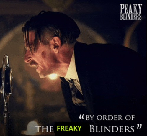 a poster for peaky blinders with a man in a suit and tie