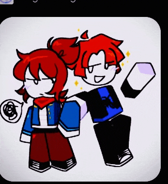 a drawing of a boy and a girl with red hair