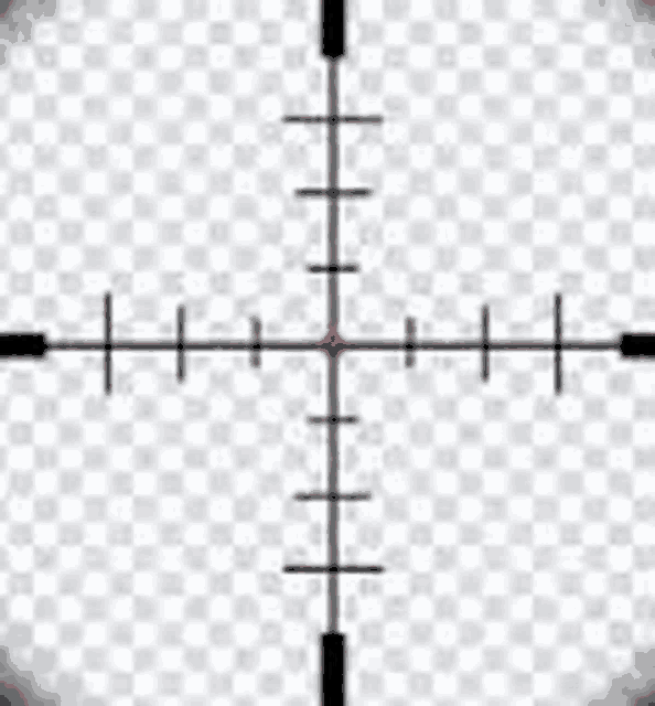 a crosshair on a checkered background with a red center .