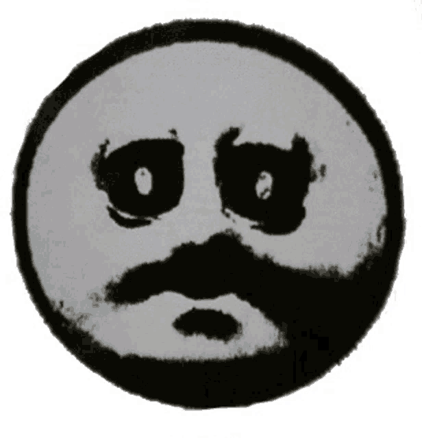 a black and white circle with a face on it