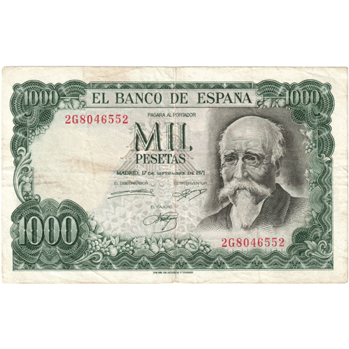 a 1000 pesetas bill with a man on it