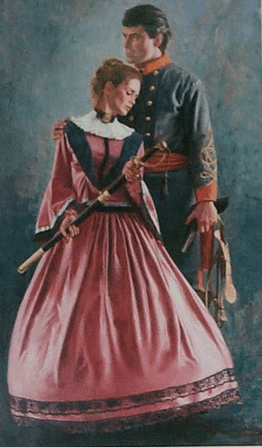 a painting of a man and a woman in military uniforms