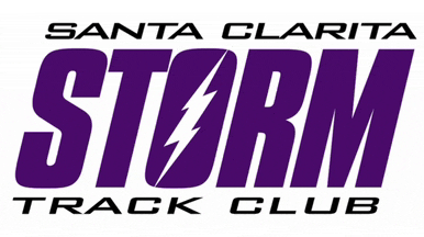 the santa clarita storm track club logo is purple