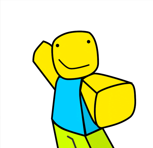 a yellow roblox character with a blue shirt and green shorts