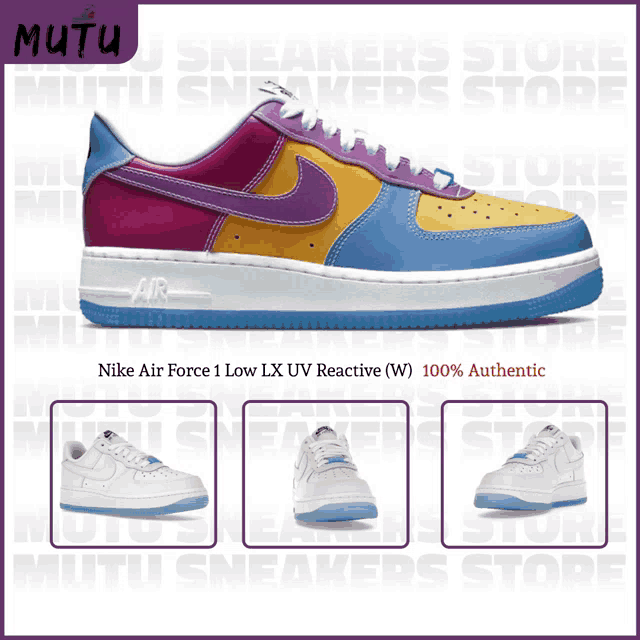 nike air force 1 low lx uv reactive w 100 % authentic muti sneakers store