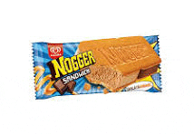 a package of nogger sandwich ice cream with a sandwich on it .