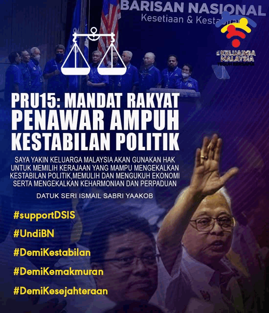 a poster that says pru15 mandat rakyat penawar ampuh kesabilan politik