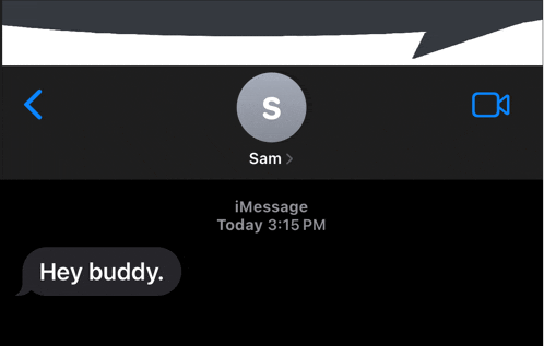 a phone screen shows a message from someone called sam