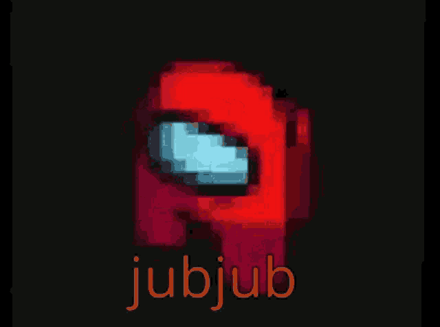 a red among us character with the words " jubil " on it