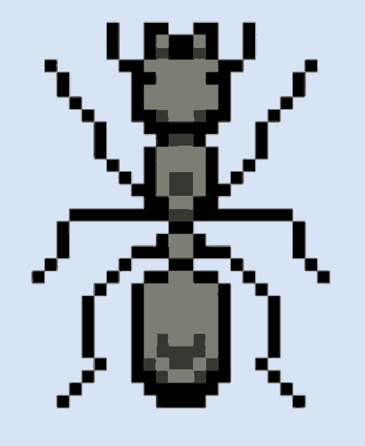 a pixel art of an ant with a crown on its head