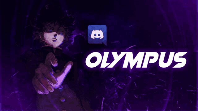 a purple poster for olympus with a discord icon