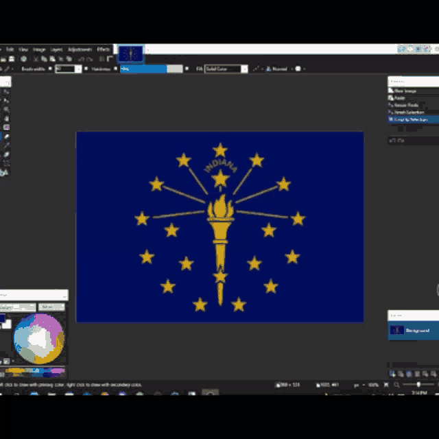 a computer screen shows the flag for indiana