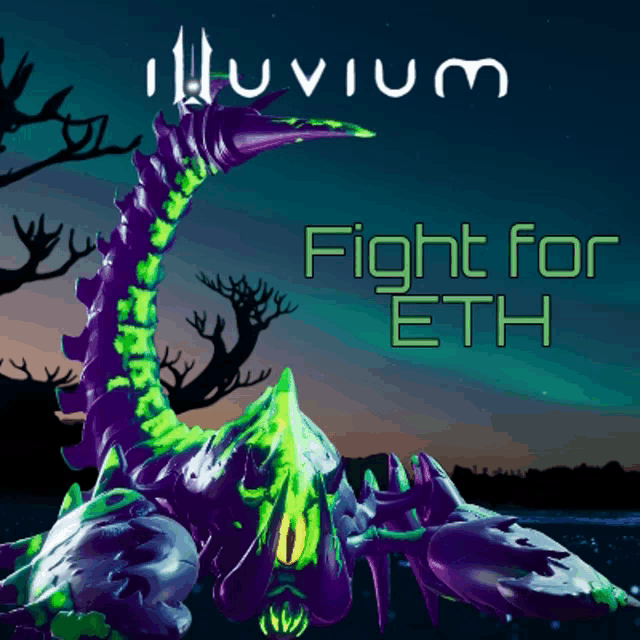 an illustration of a monster with the words fight for eth