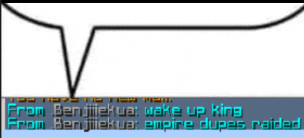 a speech bubble that says wake up king from benjiiekua empire dupes raided