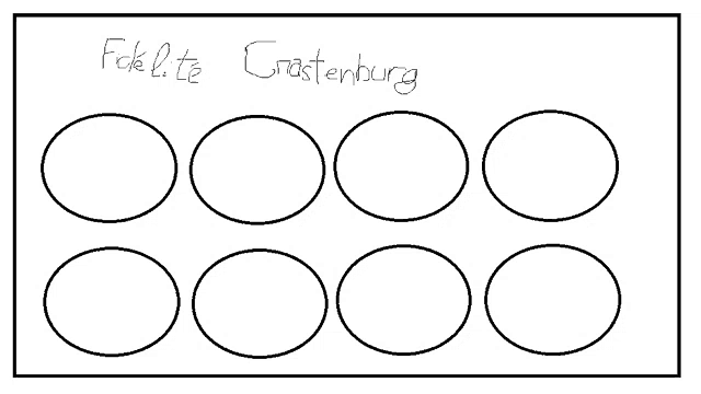 a black and white drawing of eight circles with the word graetenburg written on the bottom