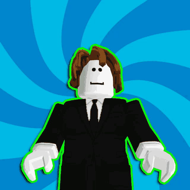 a roblox character in a suit and tie with a swirl background