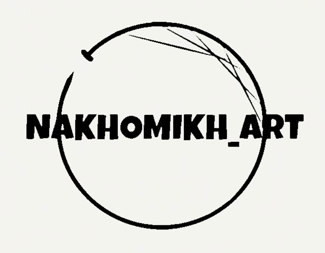 a logo for nakhomikh art with a circle in the middle