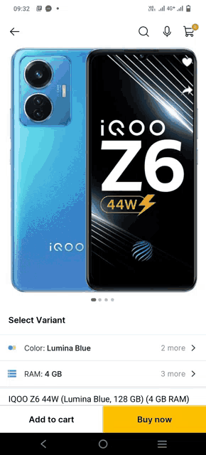 a screenshot of a phone that says ' iqoo z6 44w ' on the front