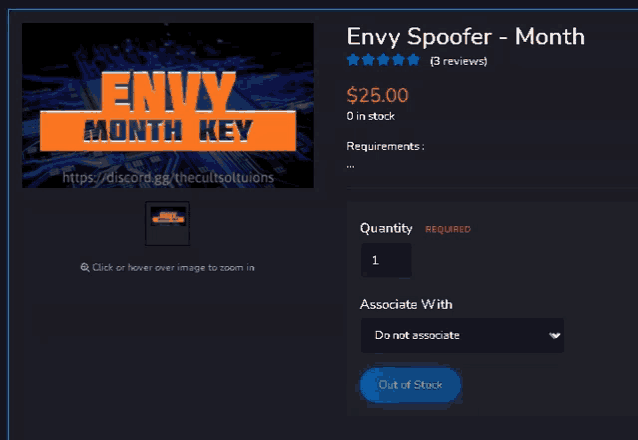 an envy spoofer month key for $ 25.00