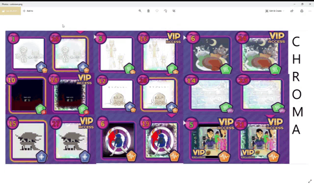 a collection of vip access cards are displayed on a screen