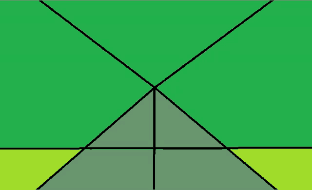 a drawing of a green and yellow background with a triangle in the middle