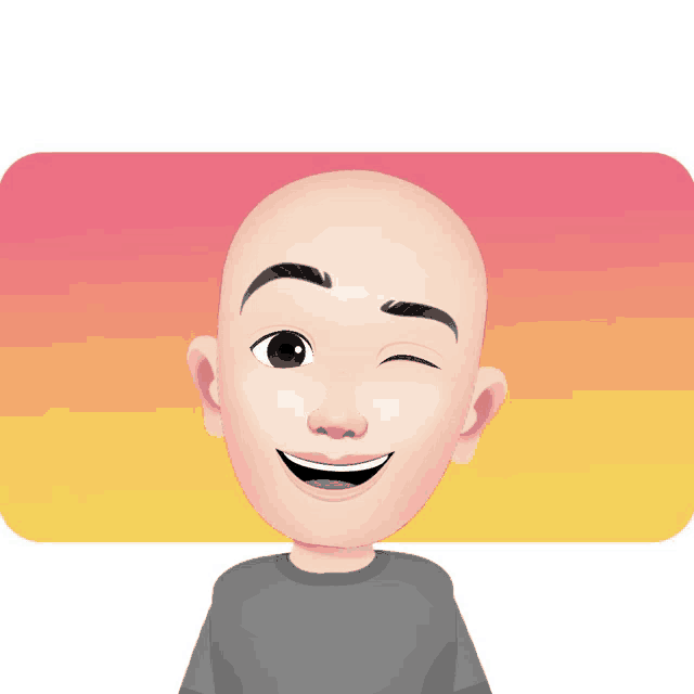 a cartoon character with a bald head is smiling