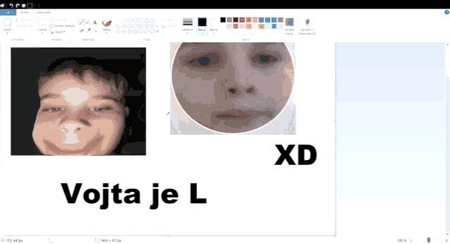 a computer screen shows a picture of a child 's face and the word xd