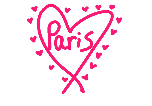 a pink heart with the word paris written on it