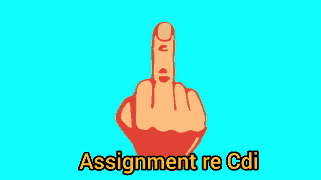 an illustration of a hand giving the middle finger and the words assignment re cdi below it