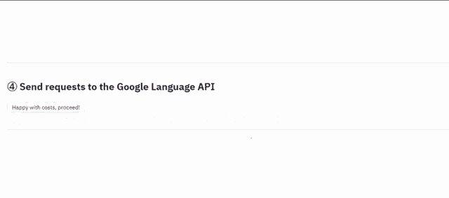 a screenshot of a website that says send requests to the google language api