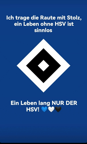 a blue background with a diamond in the center and the words ein leben lang nur der hsv