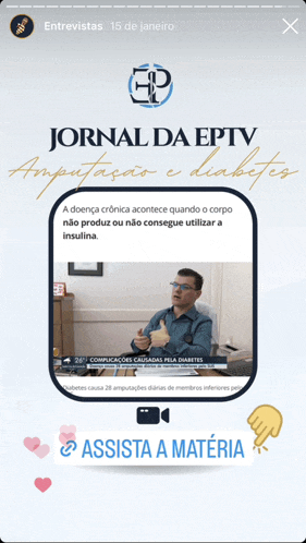 an advertisement for jornal da eptv shows a man holding a stethoscope